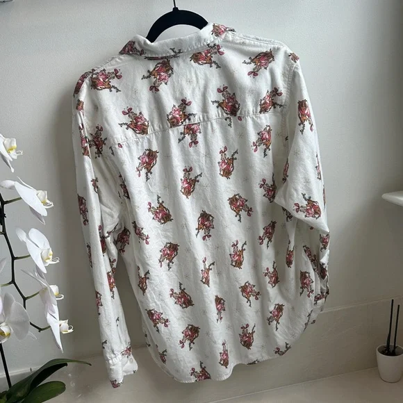 White Christmas button up grinch stole Xmas Cindy Loohoo SMALL OVERSIZED - Picture 5 of 8